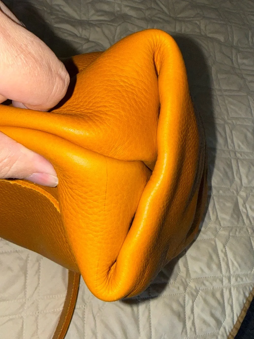 KMM & Co marigold cypress leather travel tote full grain crossbody & shoulder